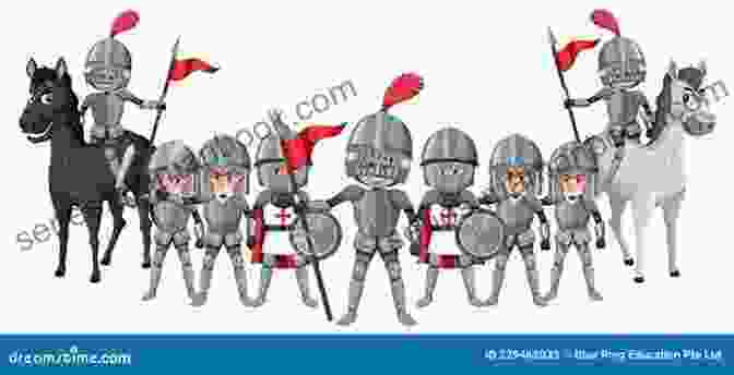 A Group Of Medieval Knights In White Robes With Red Crosses On Their Chests, Standing In A Battle Formation. The Templar Legion Paul Christopher